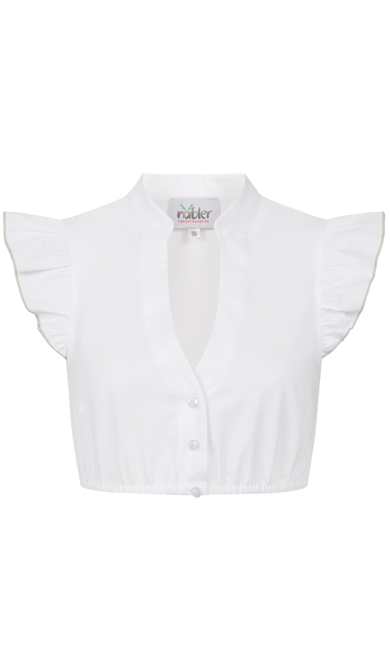 Dirndlbluse Carla Kurzarm in Weiß-Oliv von Nübler