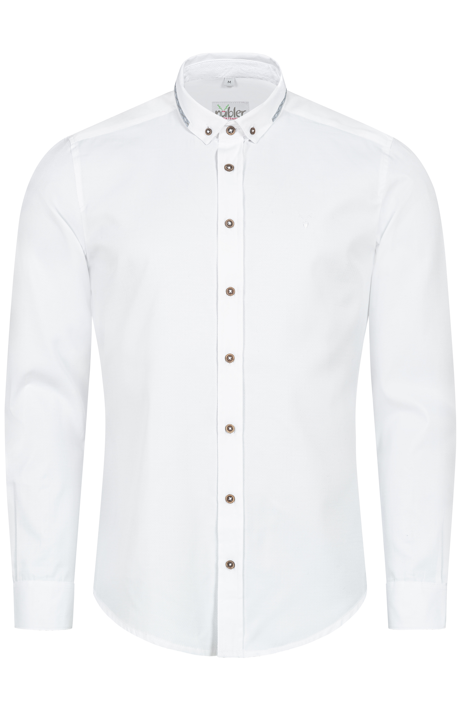 Trachtenhemd Pele Langarm in Weiß-Blau von Nübler