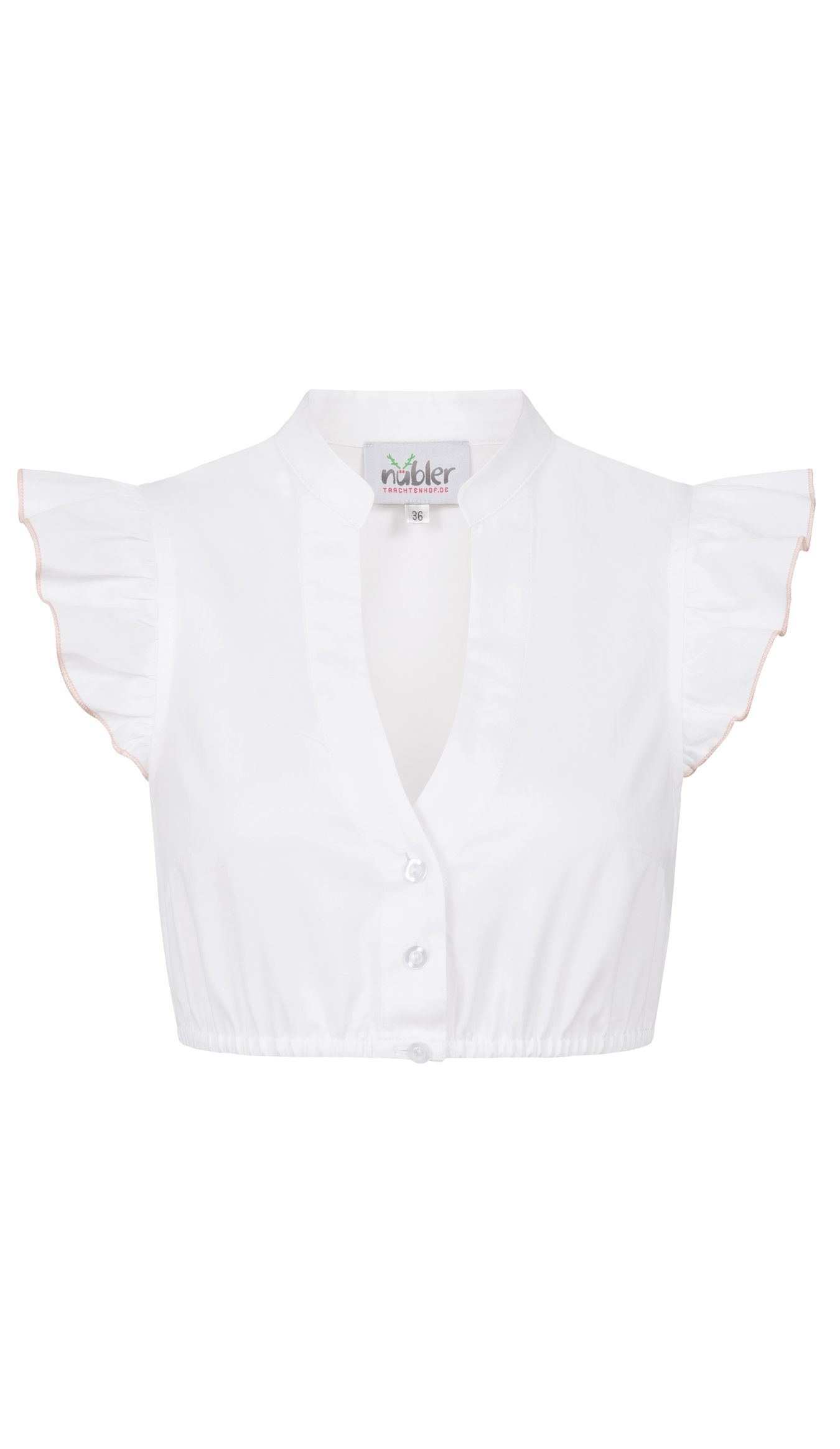 Dirndlbluse Carla Kurzarm in Weiß-Rosa von Nübler