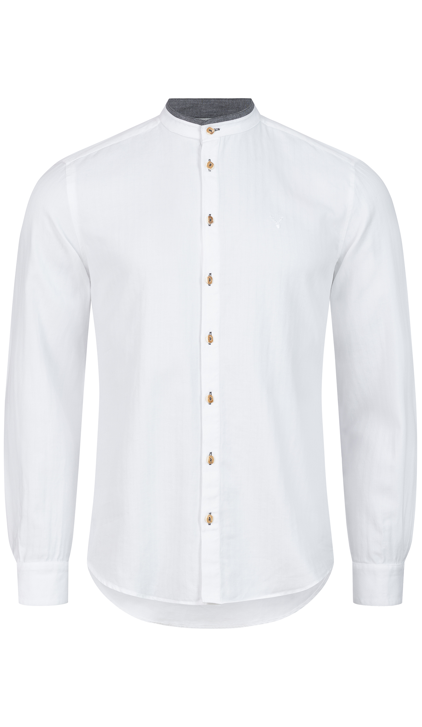 Trachtenhemd Langarm Paul weiß anthrazit von Nübler