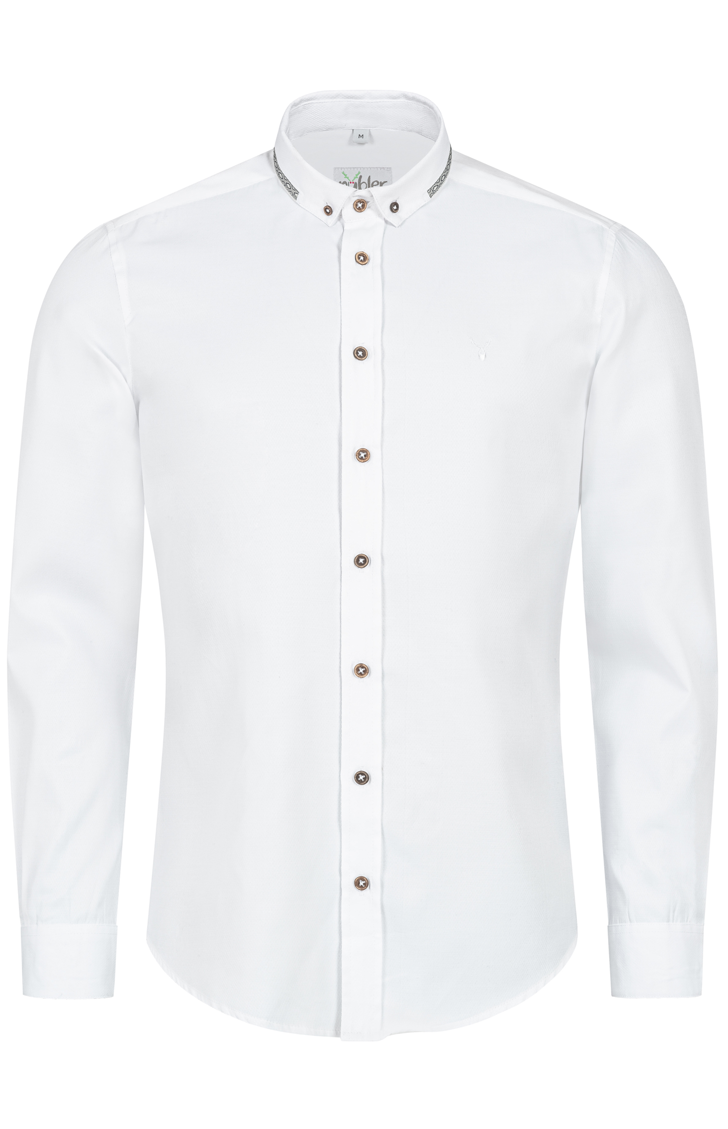 Trachtenhemd Pele Langarm in Weiß-Anthrazit von Nübler