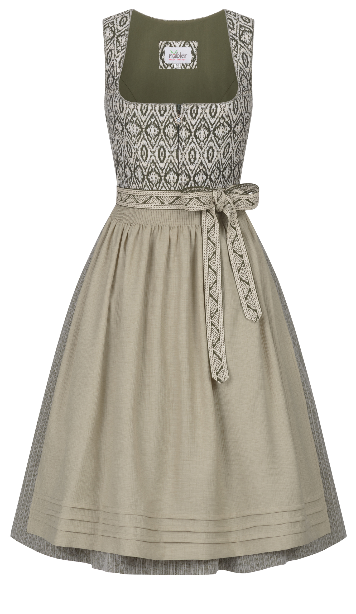 Midi Dirndl Gudrun in Oliv von Nübler